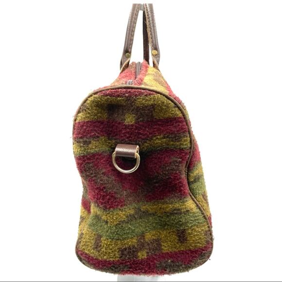 WEEKENDER mini-bag Pendleton & J. Crew style Unbranded VINTAGE leather handle - Picture 7 of 14